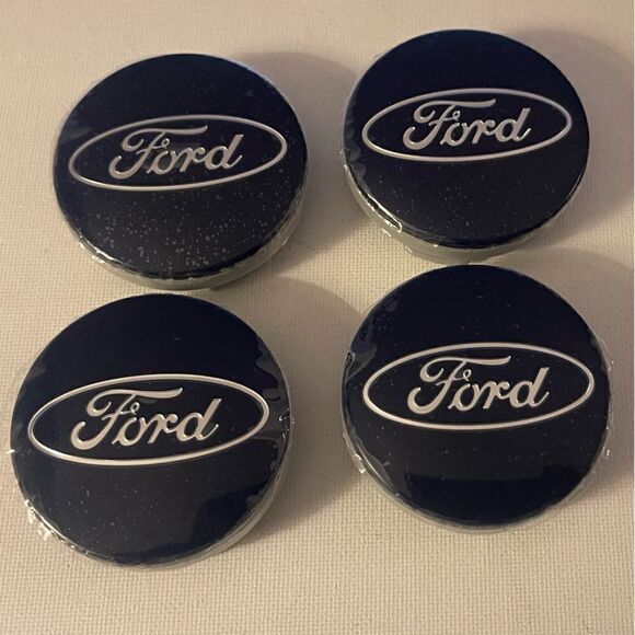 Ford logo wheel center caps in Navy Blue & Silver 54mm set of 4 NWT - Picture 2 of 7